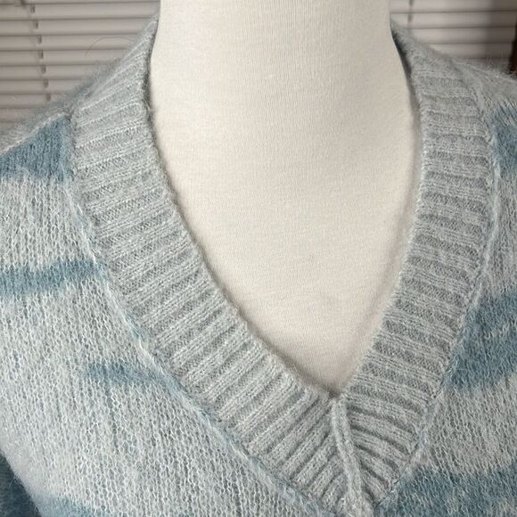 AllSaints Women’s Tiga Abstract Stripe V-Neck Sweater Sz L - Picture 5 of 9